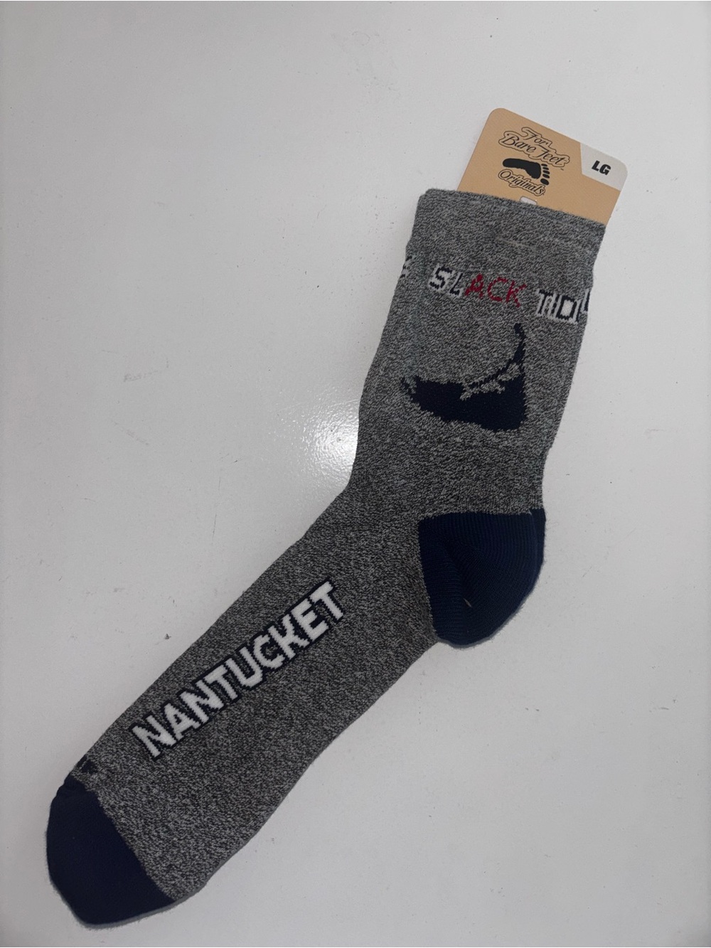 Nantucket Slack Tide Socks 1 pair Men’s Size LG 10-13 Grey - NWT